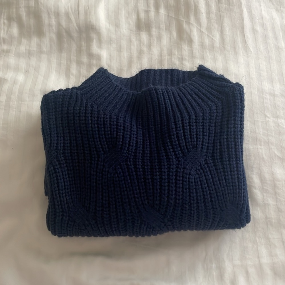 AMAZON Blue High Neck Sweater